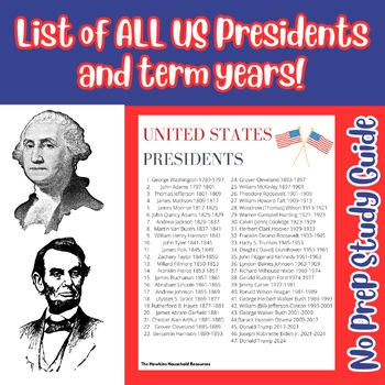 Pdf Printable List Of Presidents In Order