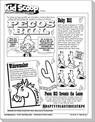 pecos bill printable activities