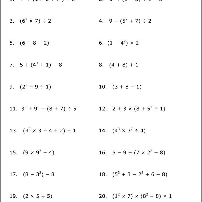 Pemdas Equations Worksheets Tessshebaylo
