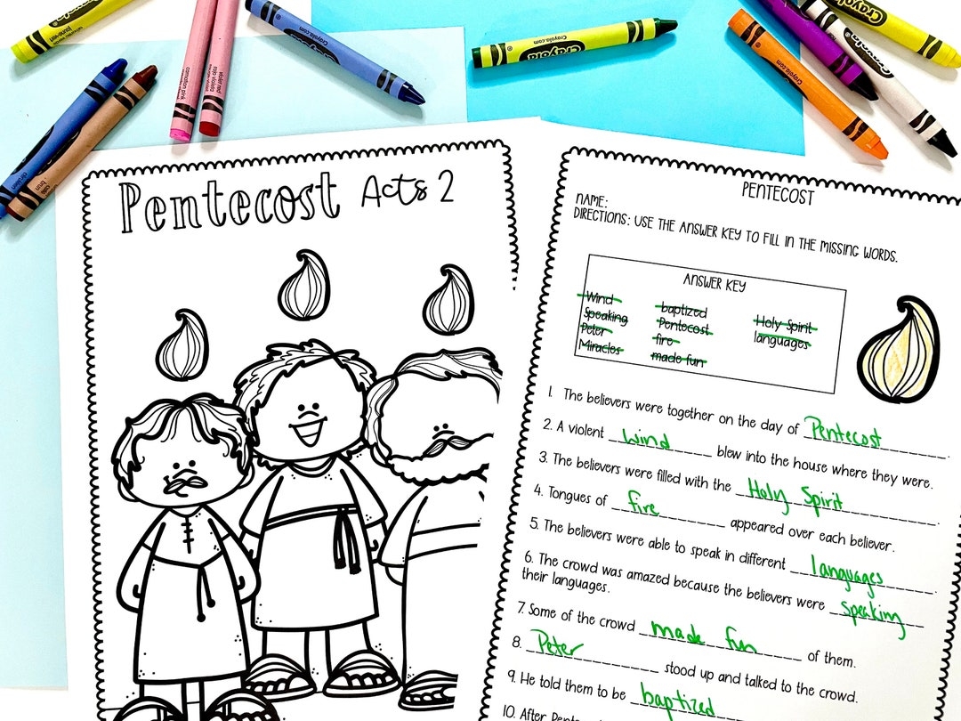 Pentecost Printable Activity Sheets Craft For Sunday School Or Bible 