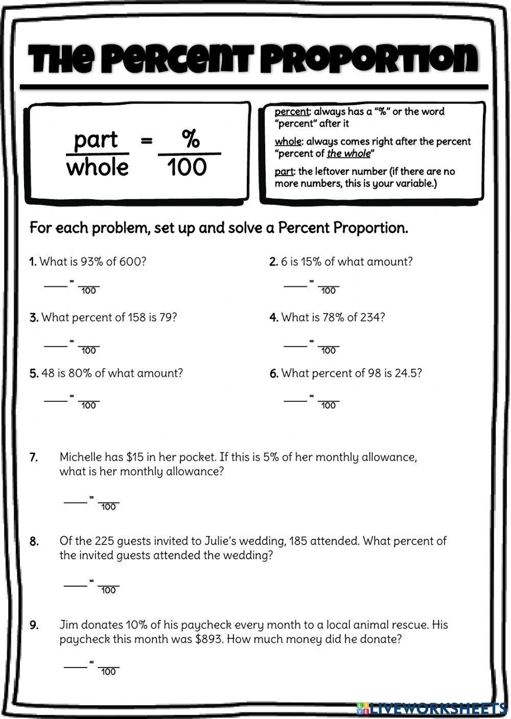 Percent Worksheets Percent Worksheets For Practice Worksheets Library