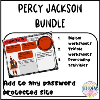 Percy Jackson Digital Worksheets And Printable Activities By Lit Ideas