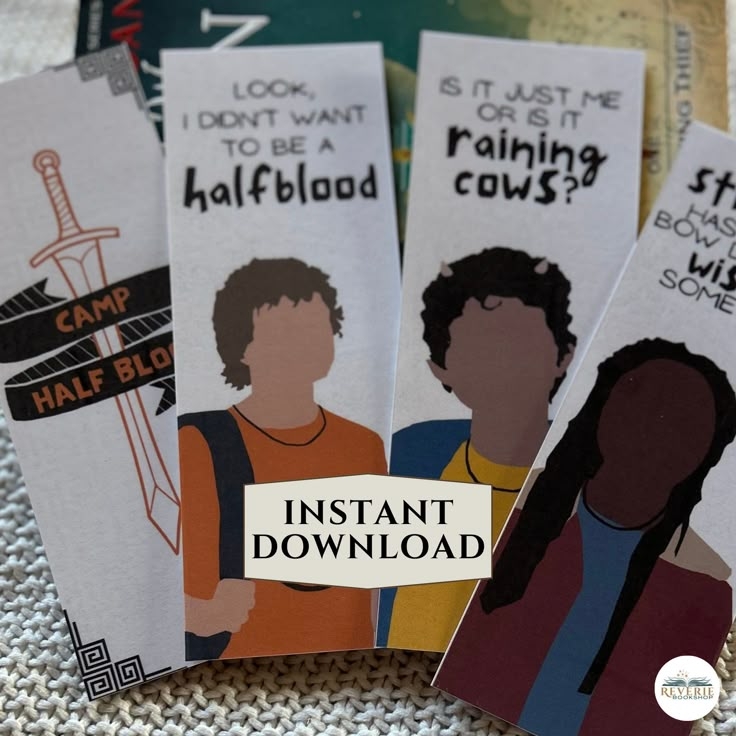 Percy Jackson Printable Bookmarks Paper Bookmarks PDF PJO Bookmark Set 