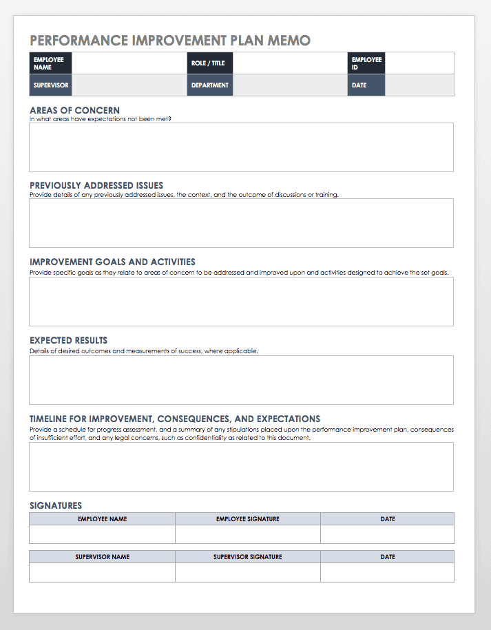 Performance Improvement Plan Template