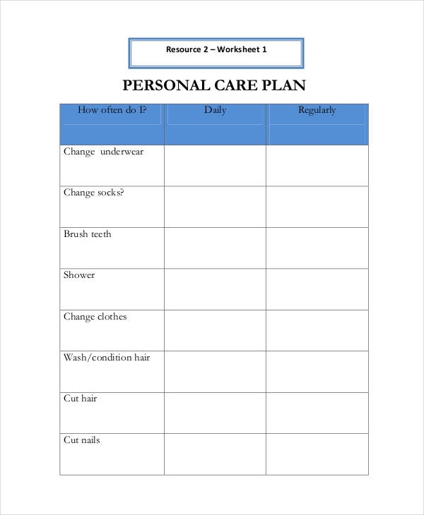 Personal Care Plan Templates 12 Free PDF Format Download 