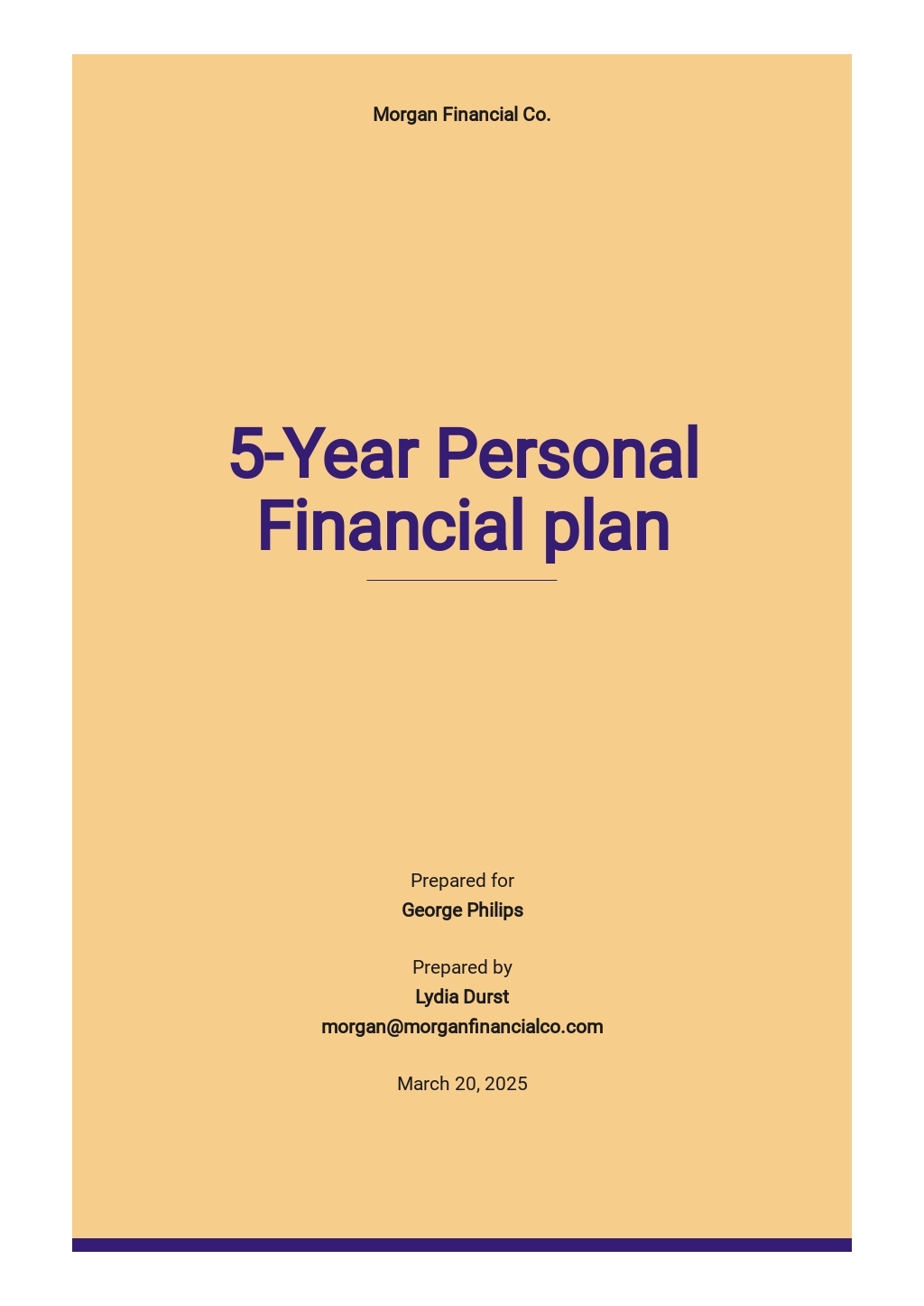 Personal Financial Plans Templates Format Free Download Template
