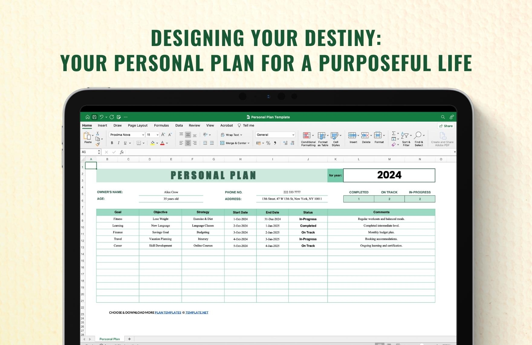 personal plan template