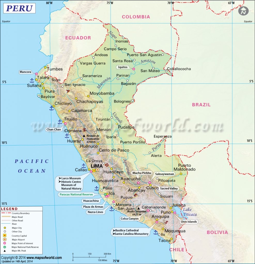 Peru Map Map Of Peru With Printable Map Of Peru Printable Maps