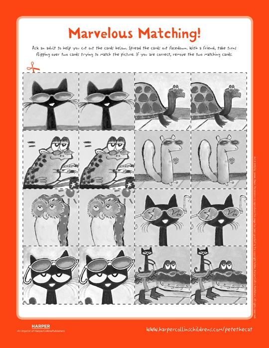 Pete The Cat And His Magic Sunglasses Memory Game