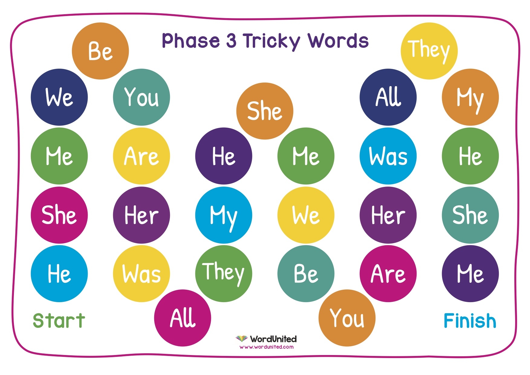 Phase 3 Phonics Tricky Words Game WordUnited