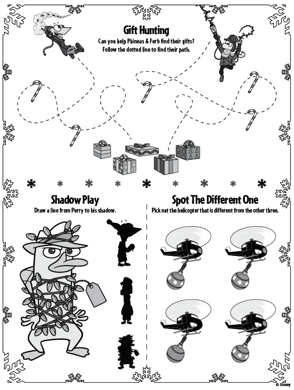 Phineas Ferb Very Perry Christmas Printable Games Printables For Kids 
