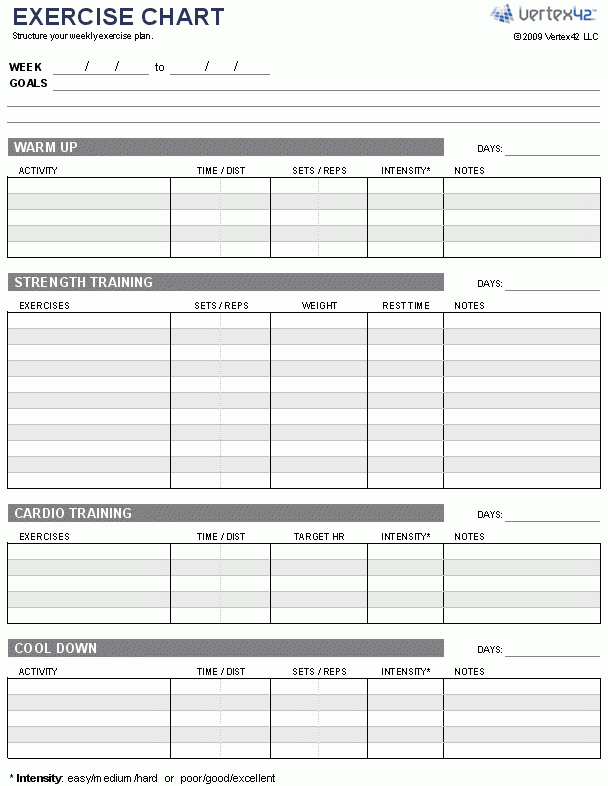 Physical Activity Printable Exercise Chart For Kids Free Printable Charts