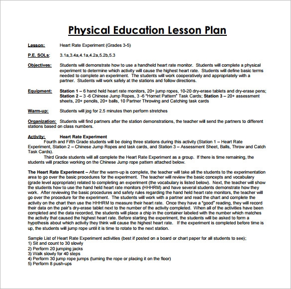 elementary education lesson plan template