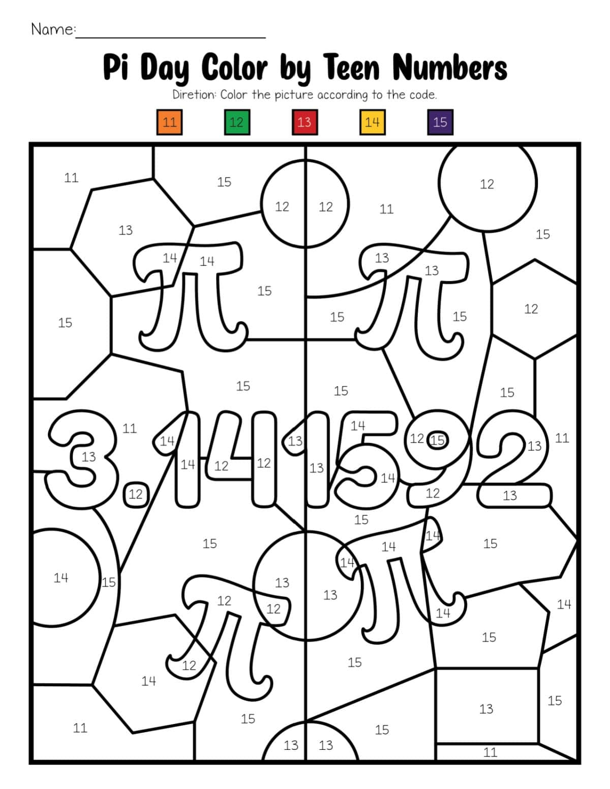 Pi Day Activities Pi Color By Number Pi Day Coloring Pages 