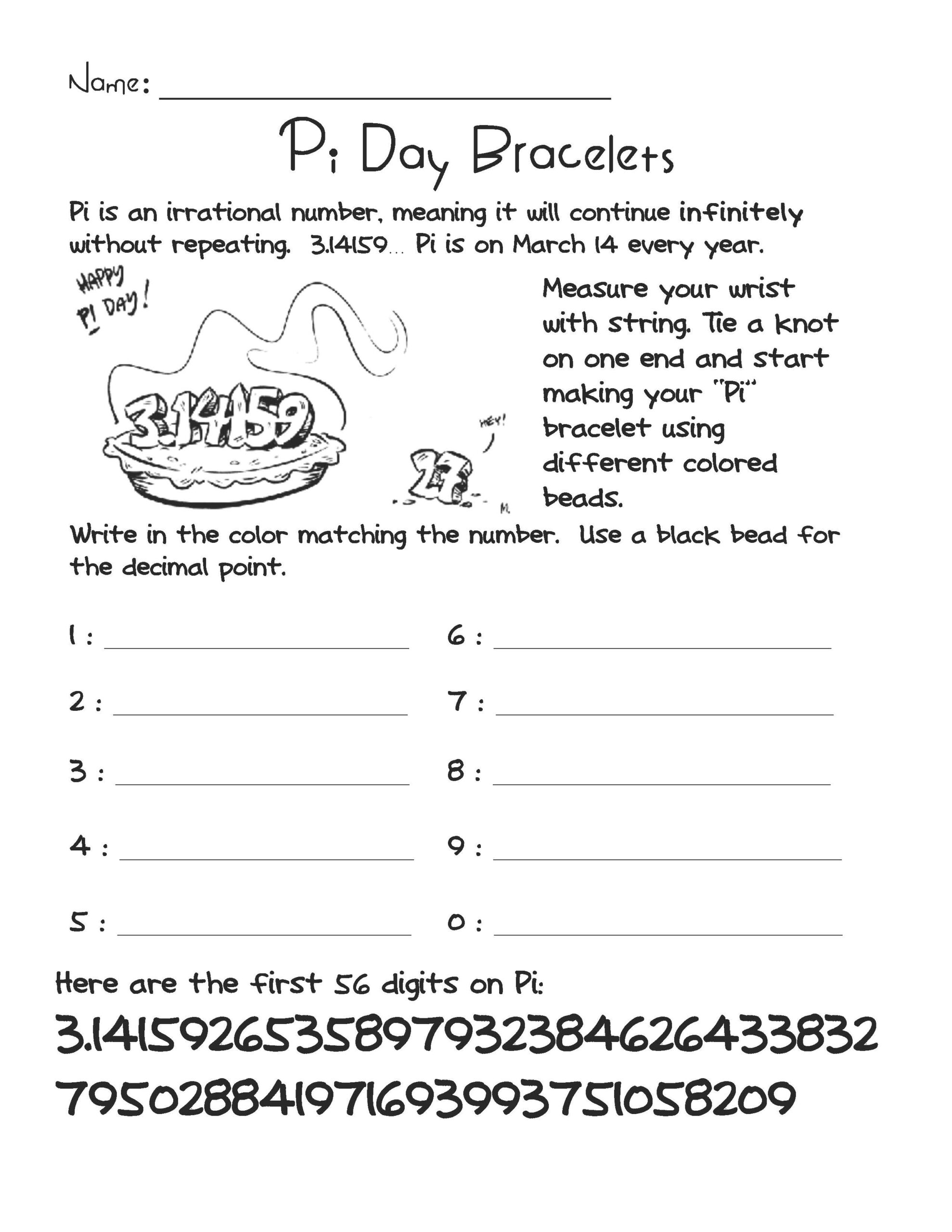 pi day activities for middle school printable