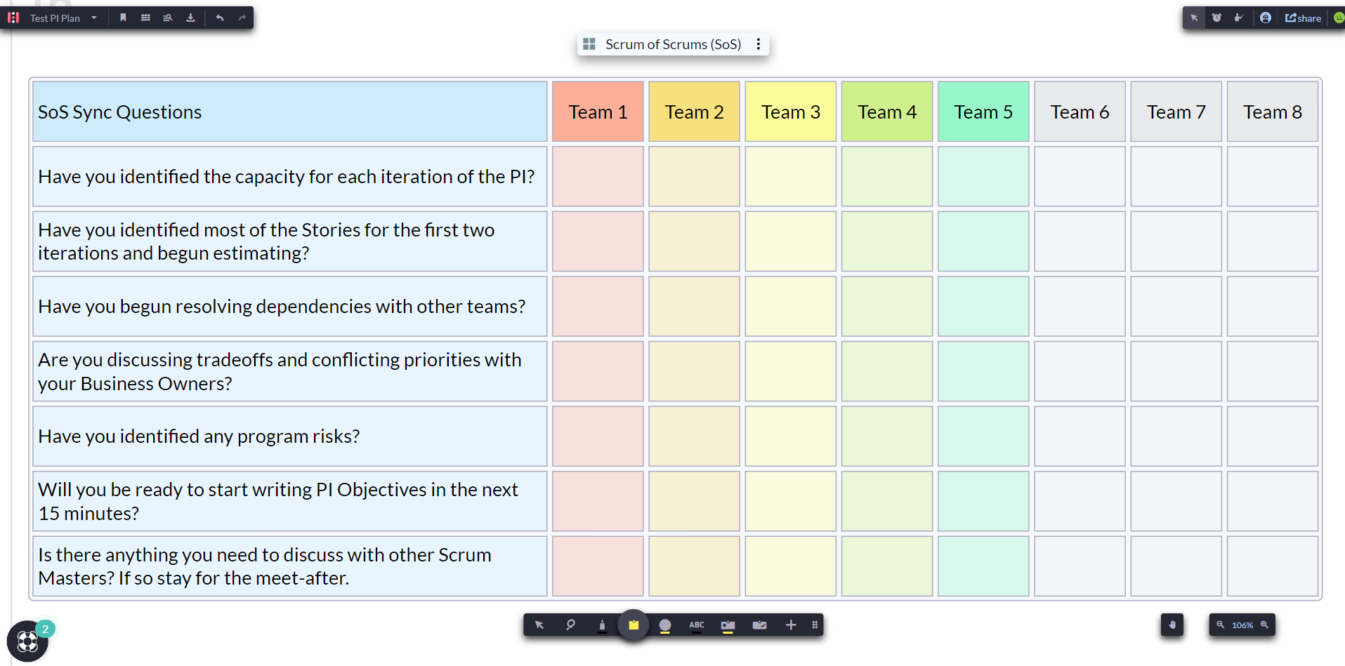 PI Planning Template Hoylu