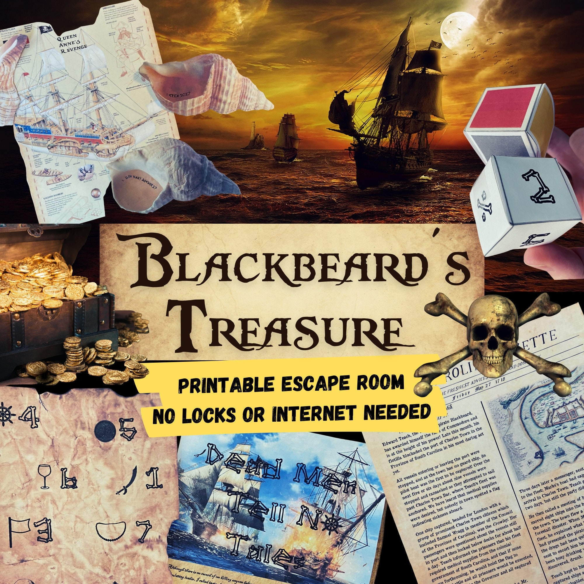 Pirate Escape Room Game Treasure Adventure Printable Party Game For 