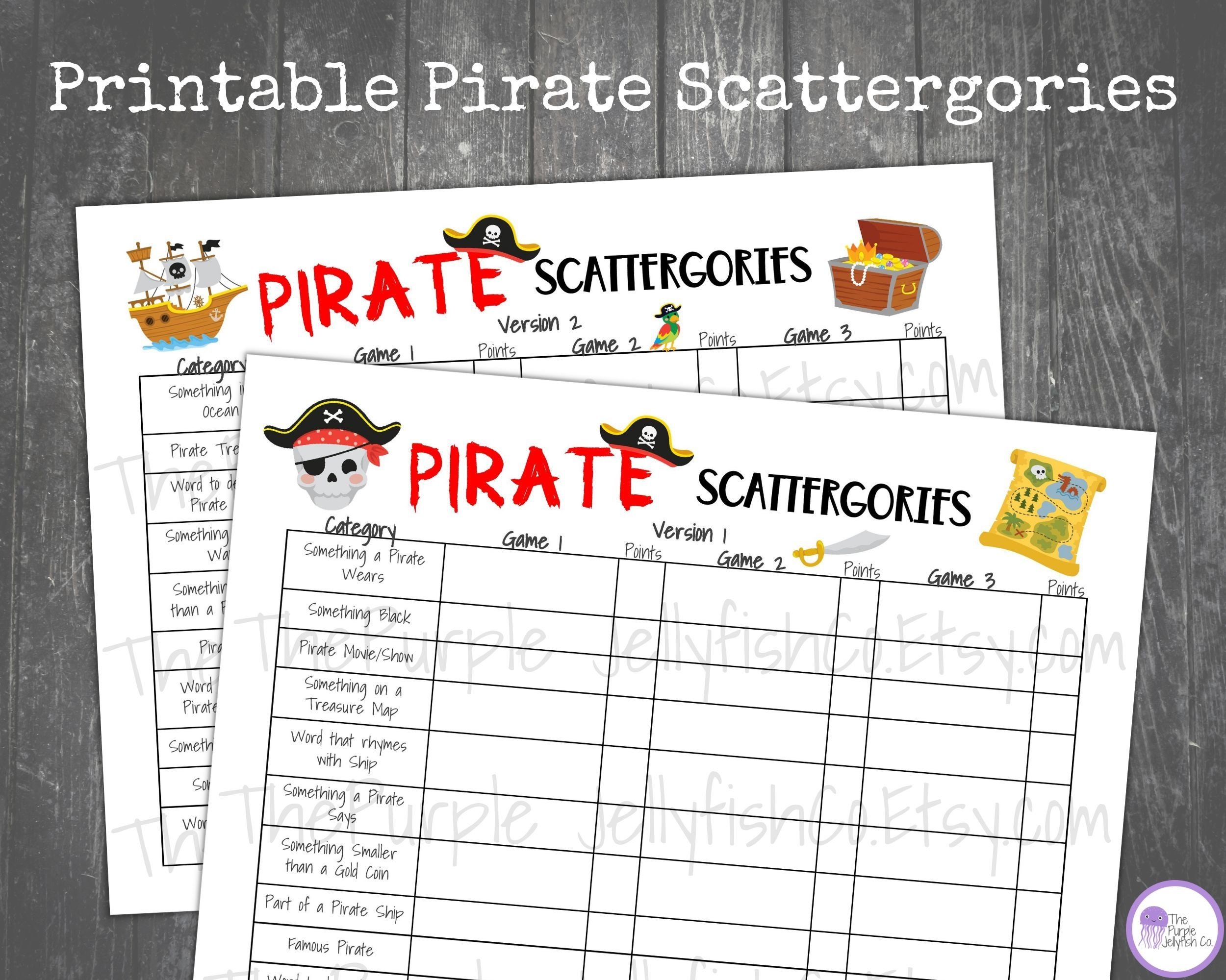 Pirate Scattergories Pirate Activity For Kids Pirate Game Pirate 