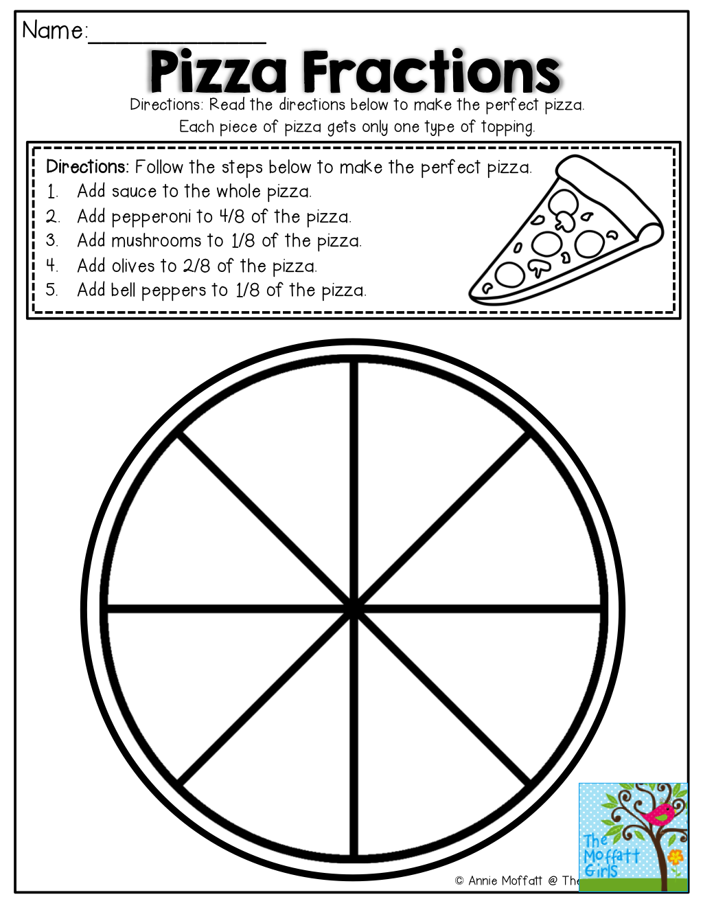 Pizza Fractions Printables Printable Sight Words List