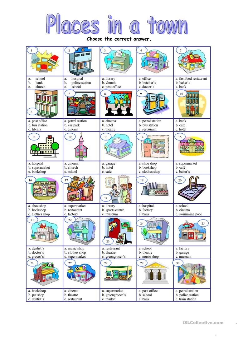 Places In Town Worksheets Printables Printable Worksheets