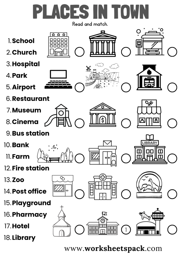 Places In Town Worksheets Worksheetspack