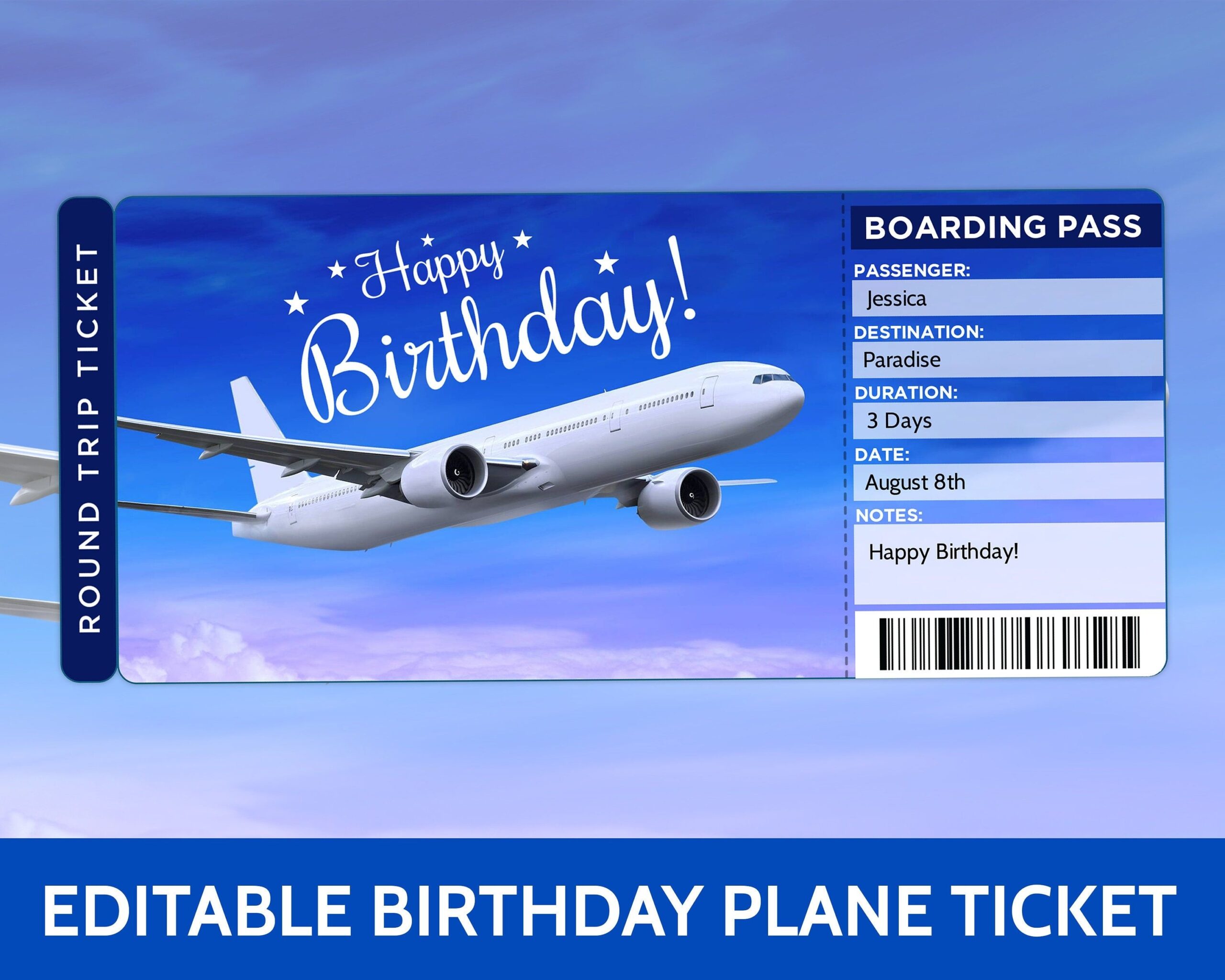 Plane Ticket Template For Gift