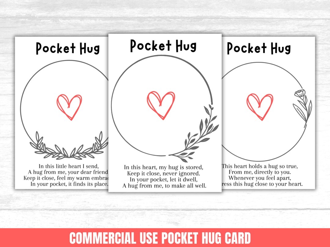 Pocket Hug Template Printable Card For Pocket Hug Pocket Hug Heart Card 