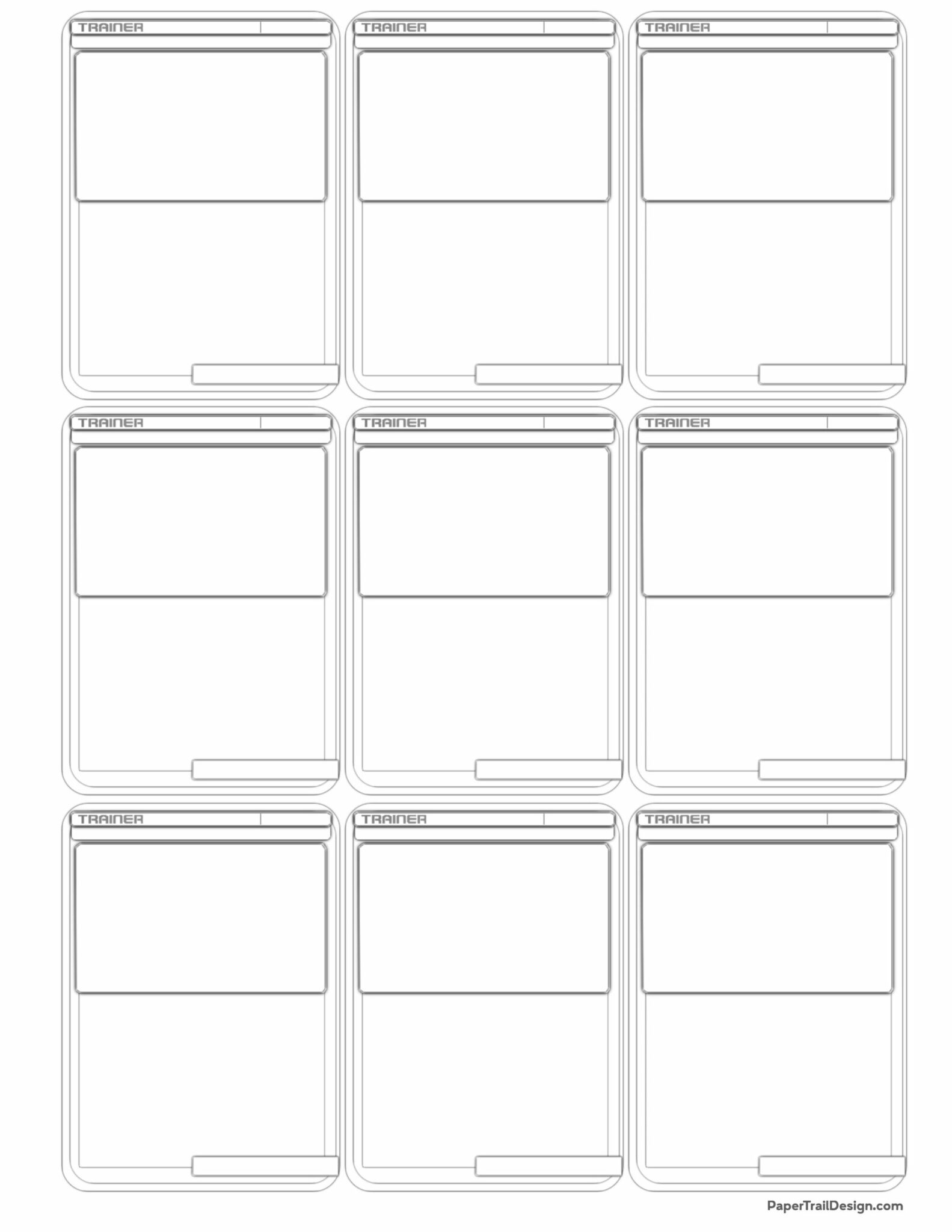 Pok mon Card Template Free Printable Paper Trail Design