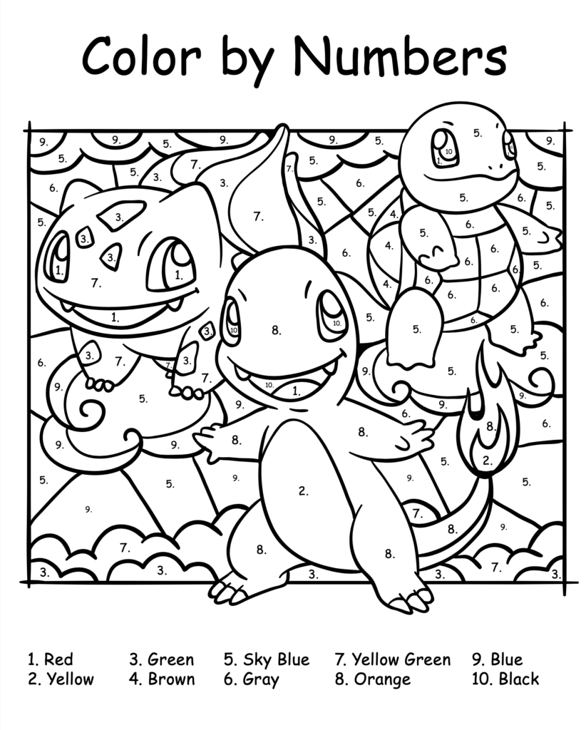 Pokemon Color By Number Free Printable Coloring Pages