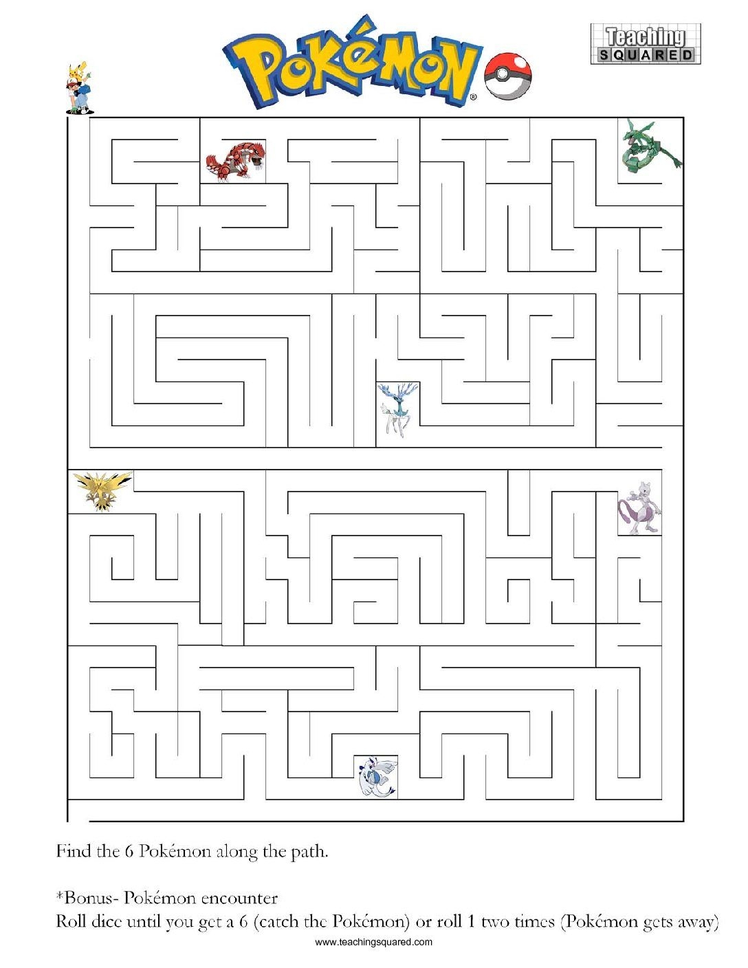 Pokemon Printable Activities