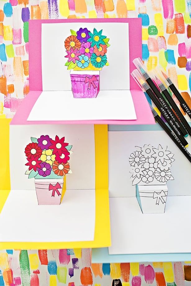 Pop Up Flower Card Template Printable Qcardg
