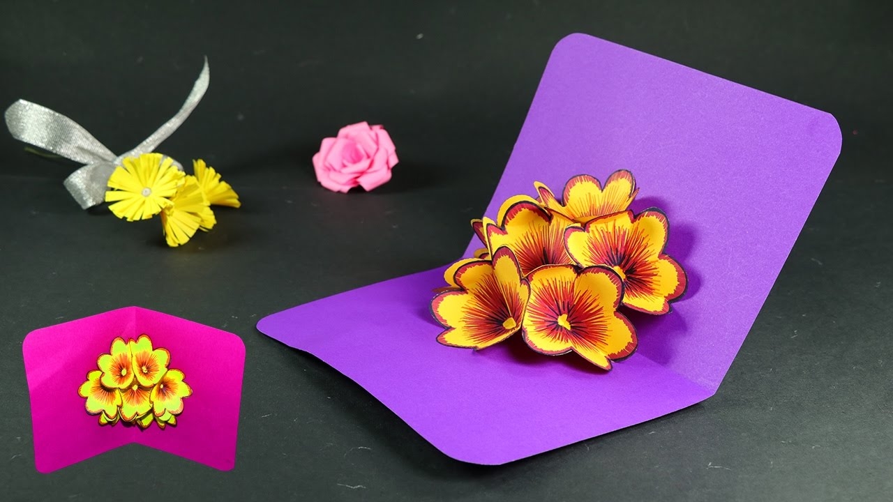 pop up flower card template printable