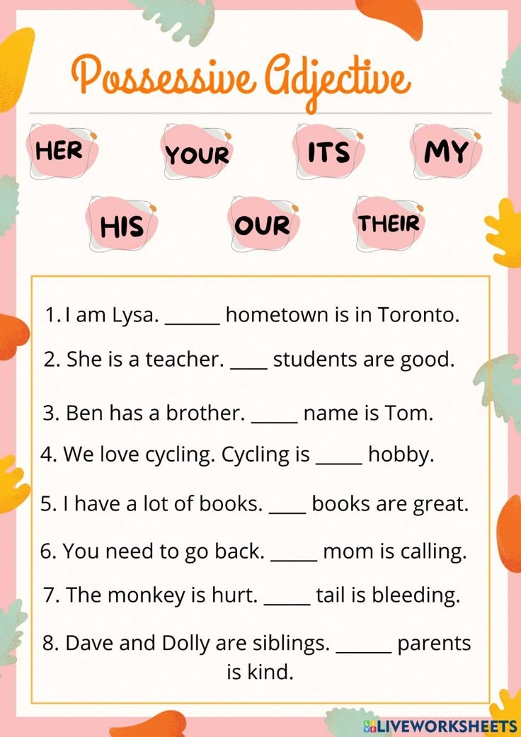 Possessive Adjectives Practice 1 Worksheet Possessive Vrogue co