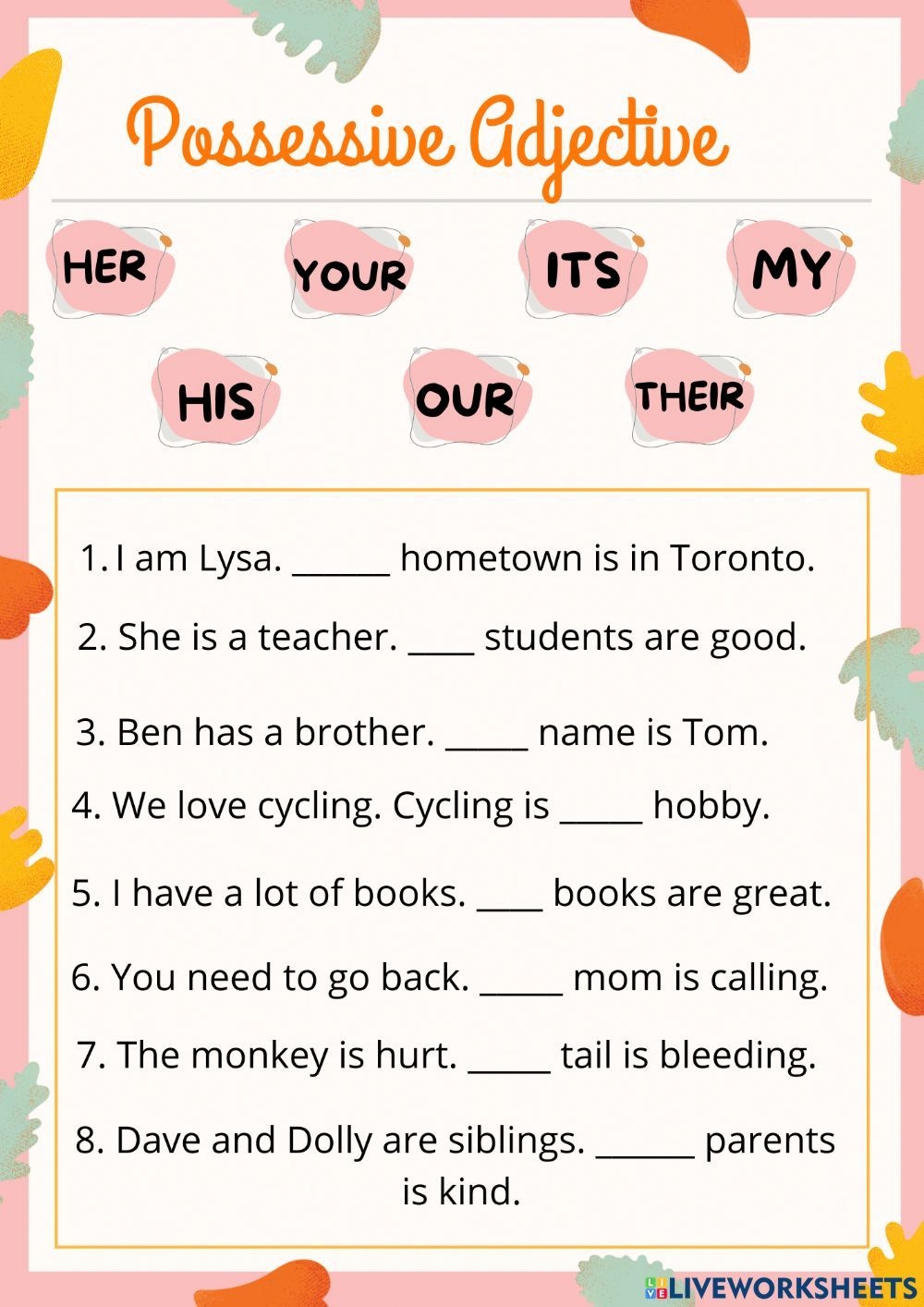Possessive Pronouns Online Pdf Worksheet Artofit