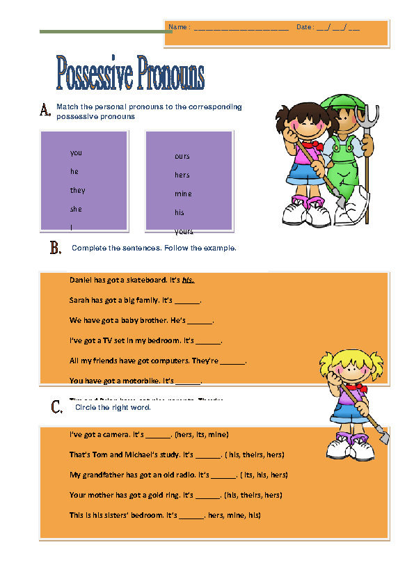 Possessive Pronouns Worksheets Printable Word Searches