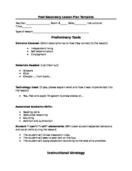 secondary lesson plan template