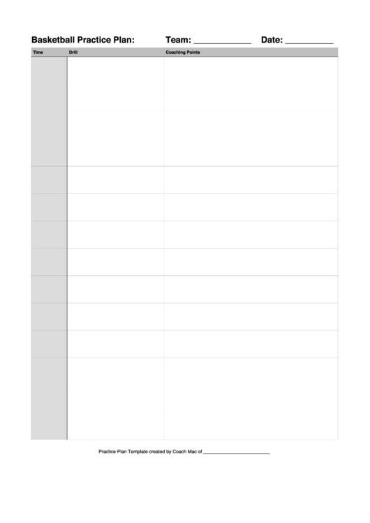 Practice Plan Template Printable Pdf Download