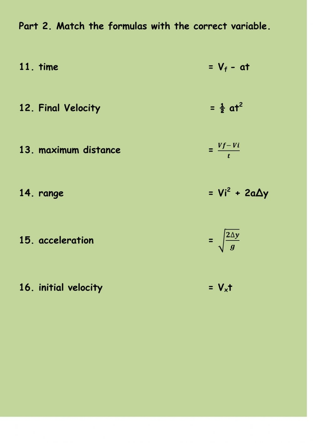Practice Sheet On Kinematic Equations Worksheet Equations Worksheets