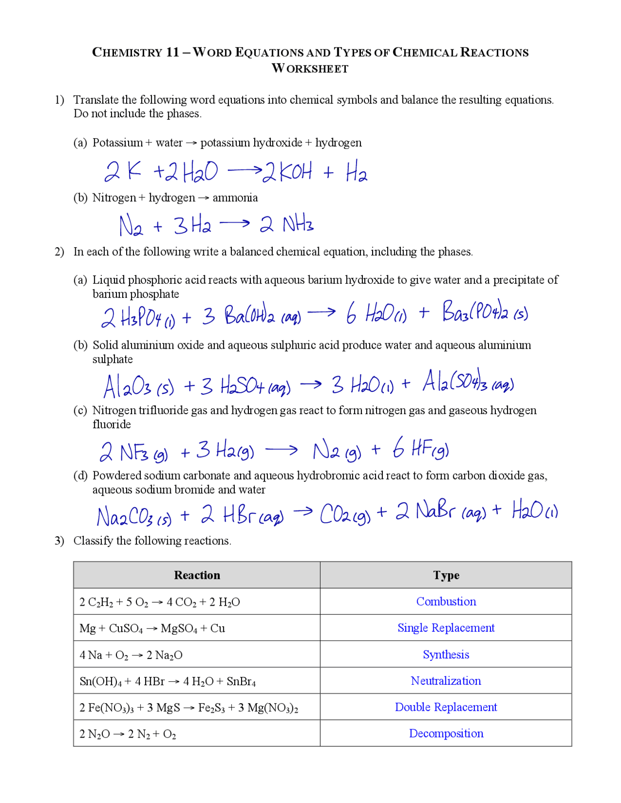 Practice Writing Chemical Equations From Word Equations YouTube 