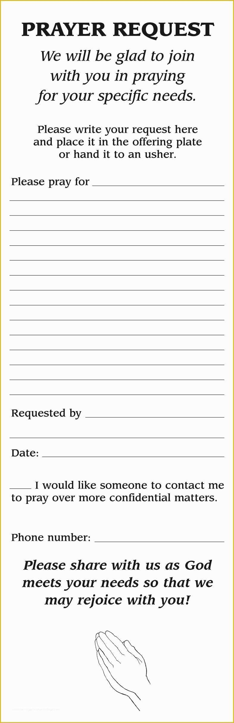 Prayer Card Template Free Of Free Printable Prayer Request 