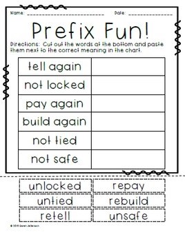 prefix activities printables