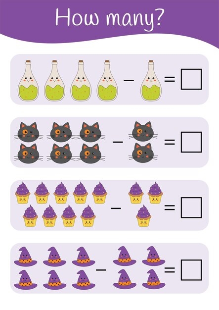 Premium Vector Halloween Printable Educational Math Worksheet