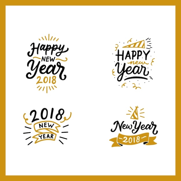 happy new year lettering design printable