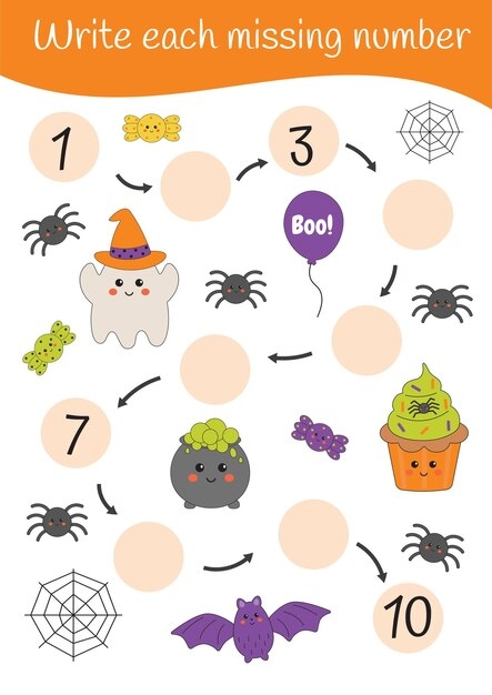 Premium Vector Math Printable Educational Worksheet Halloween 