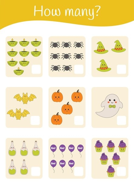 Premium Vector Math Printable Educational Worksheet Halloween 