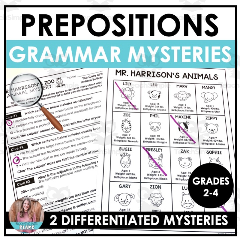 Prepositions Animal Mysteries Activity By Teach Simple