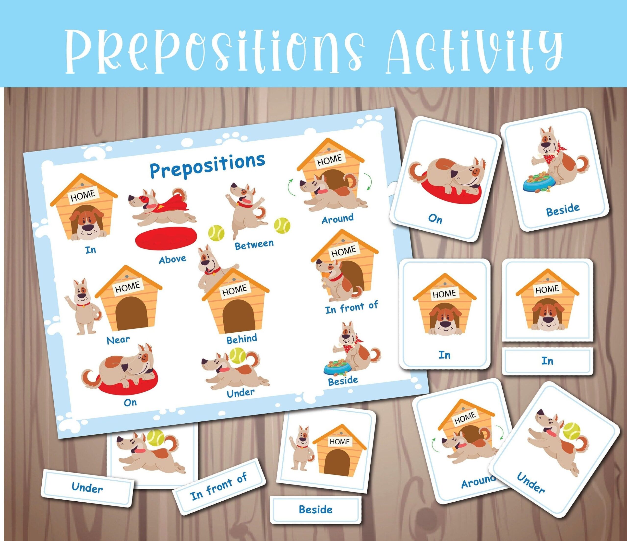 Prepositions Flashcards English Prepositions Printable Activity 