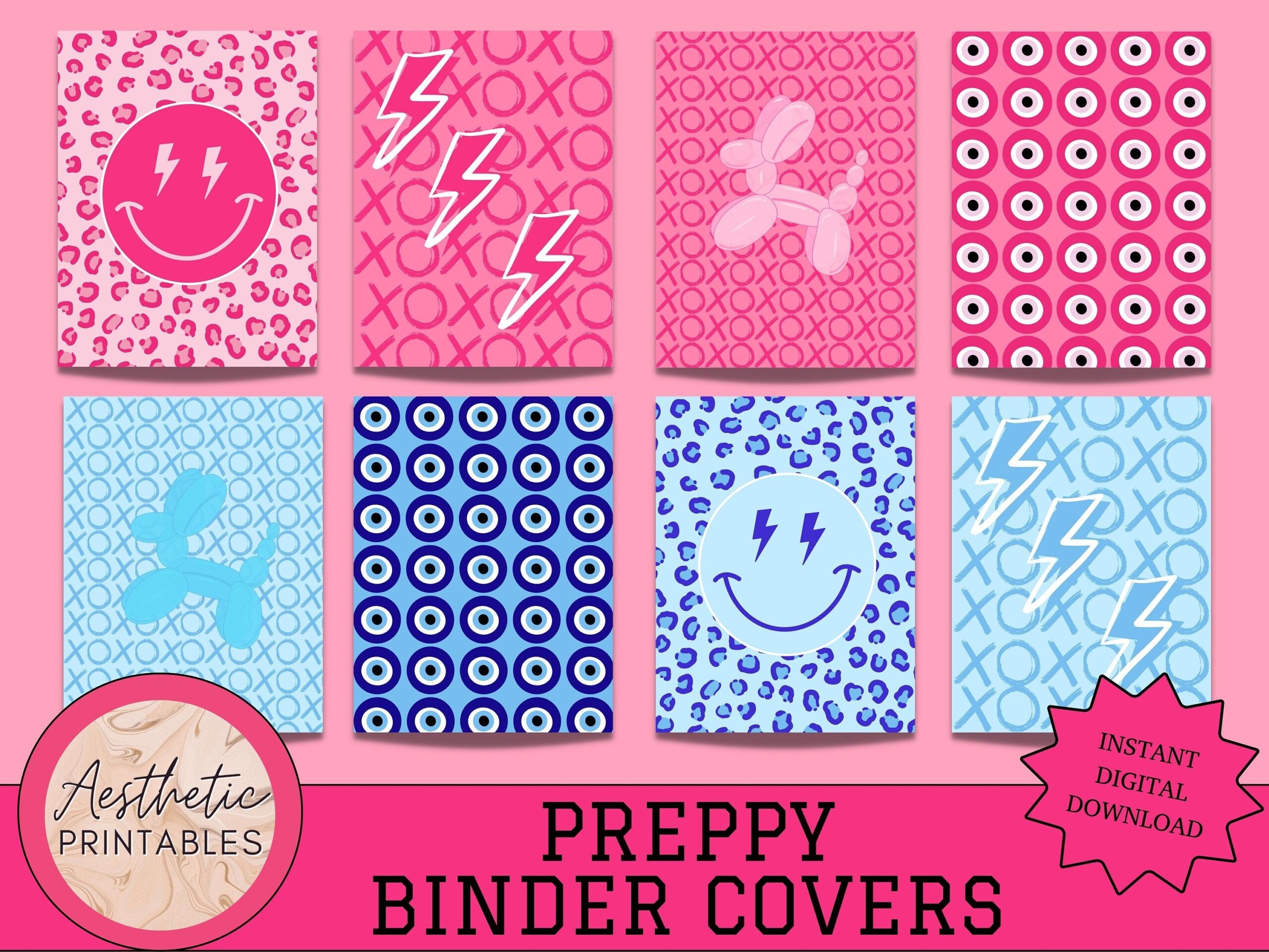 Preppy Binder Covers Printable Aesthetic Binder Covers Binder Cover