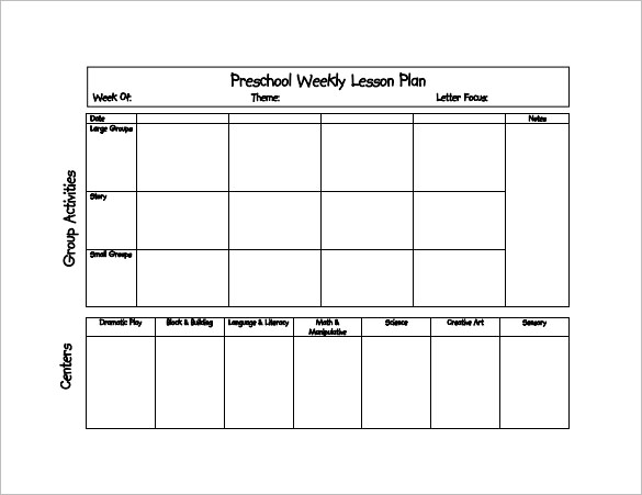 Preschool Lesson Plan Template 16 PDF Word Format Download 