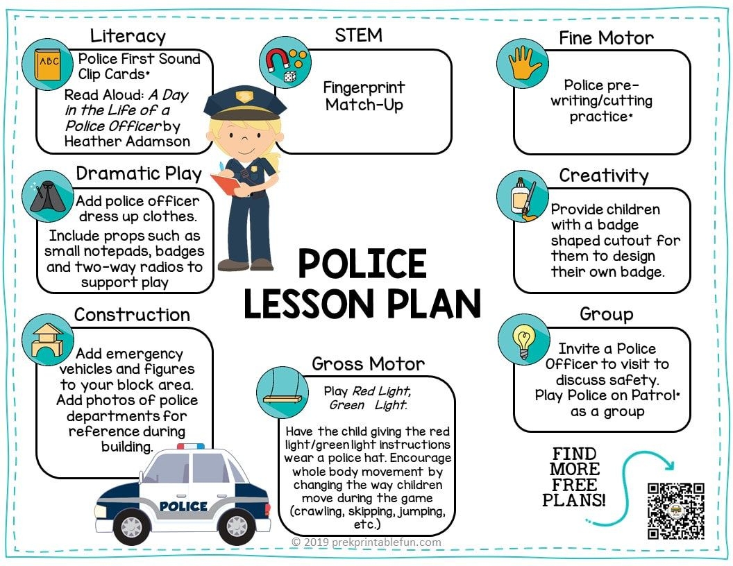 police officer activity preschool printable